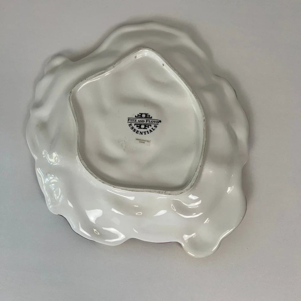 Fritz and Floyd Santa Plate‎ Christmas Holiday Decor Plaid Scarf Ceramic Dish